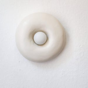 Wabi Sabi Wall Lamp: Handmade Paper Clay Solis - Japandi Style image 2