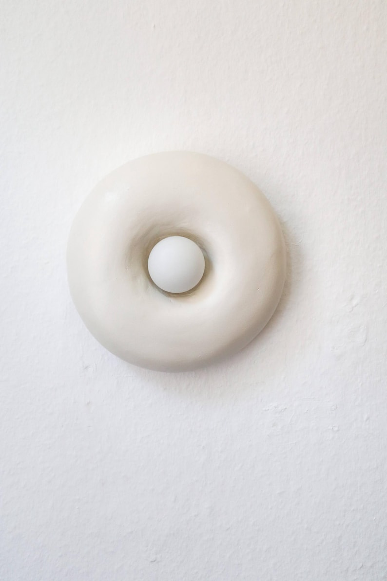 Wabi Sabi Wall Lamp: Handmade Paper Clay Solis - Japandi Style image 2