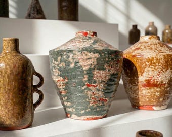 Large Textured Ceramic Vase • Wabi Sabi Organic Modern Pottery • Minimalist Home Decor Akebono