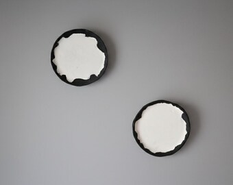 Wabi Sabi Wall Art Set • Handmade Paper Clay Sculpture, Japandi Decor, Mu-en