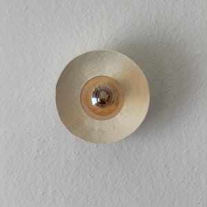 Handmade Wall Sconce | Wabi-Sabi Eco Clay Light Fixture | Minimalist Japandi Wall Lamp with Wood Base | Sustainable Lighting for Living Room