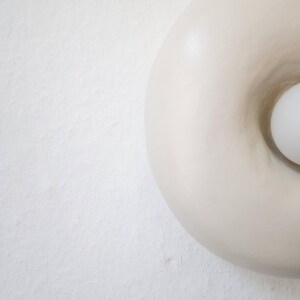 Wabi Sabi Wall Lamp: Handmade Paper Clay Solis - Japandi Style image 3
