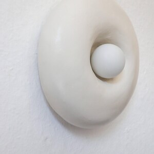 Wabi Sabi Wall Lamp: Handmade Paper Clay Solis - Japandi Style image 4