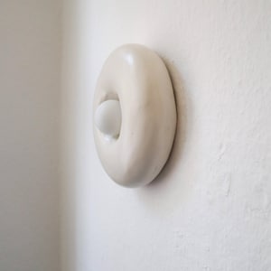 Wabi Sabi Wall Lamp: Handmade Paper Clay Solis - Japandi Style image 1