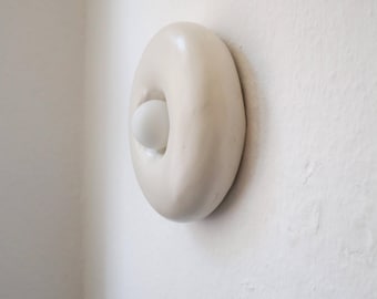 Wabi Sabi Wall Lamp: Handmade Paper Clay Solis - Japandi Style