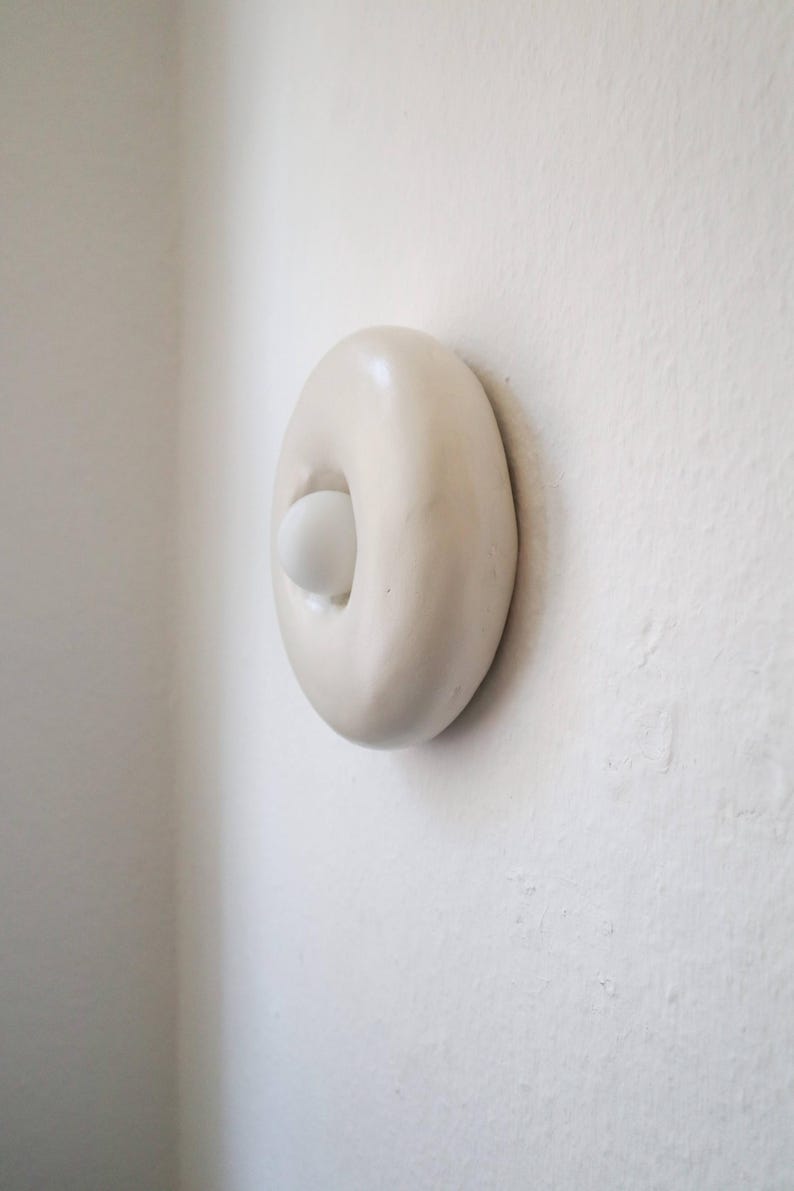 Wabi Sabi Wall Lamp: Handmade Paper Clay Solis - Japandi Style image 1