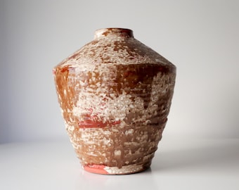 Large Textured Ceramic Vase • Wabi Sabi Organic Modern Pottery • Minimalist Home Decor Akebono