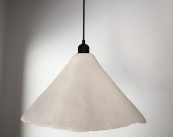Kanso wavy Pendant Lamp | Japandi Handmade Paper Clay Hanging Light wabi sabi