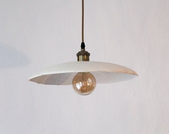 Handmade Paper Clay Pendant Lamp | Wabi Sabi Japandi Style