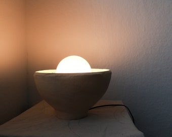 Table lamp wabi sabi inc Textile Cable | Japandi Handmade Lamp | Paper Clay  | Designer Lamp | Sustainable  | Earth Pure Clay