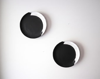 Set of 2 Handmade Paper Clay Wabi-Sabi Wall Sculptures, Japandi Organic Decor