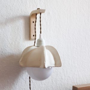 Hazu Plug in with switch, bulb and wall hanger | Japandi Handmade Lamp | Paper Clay  |Wall Lamp | Sustainable | Wabi Sabi | Complete Set