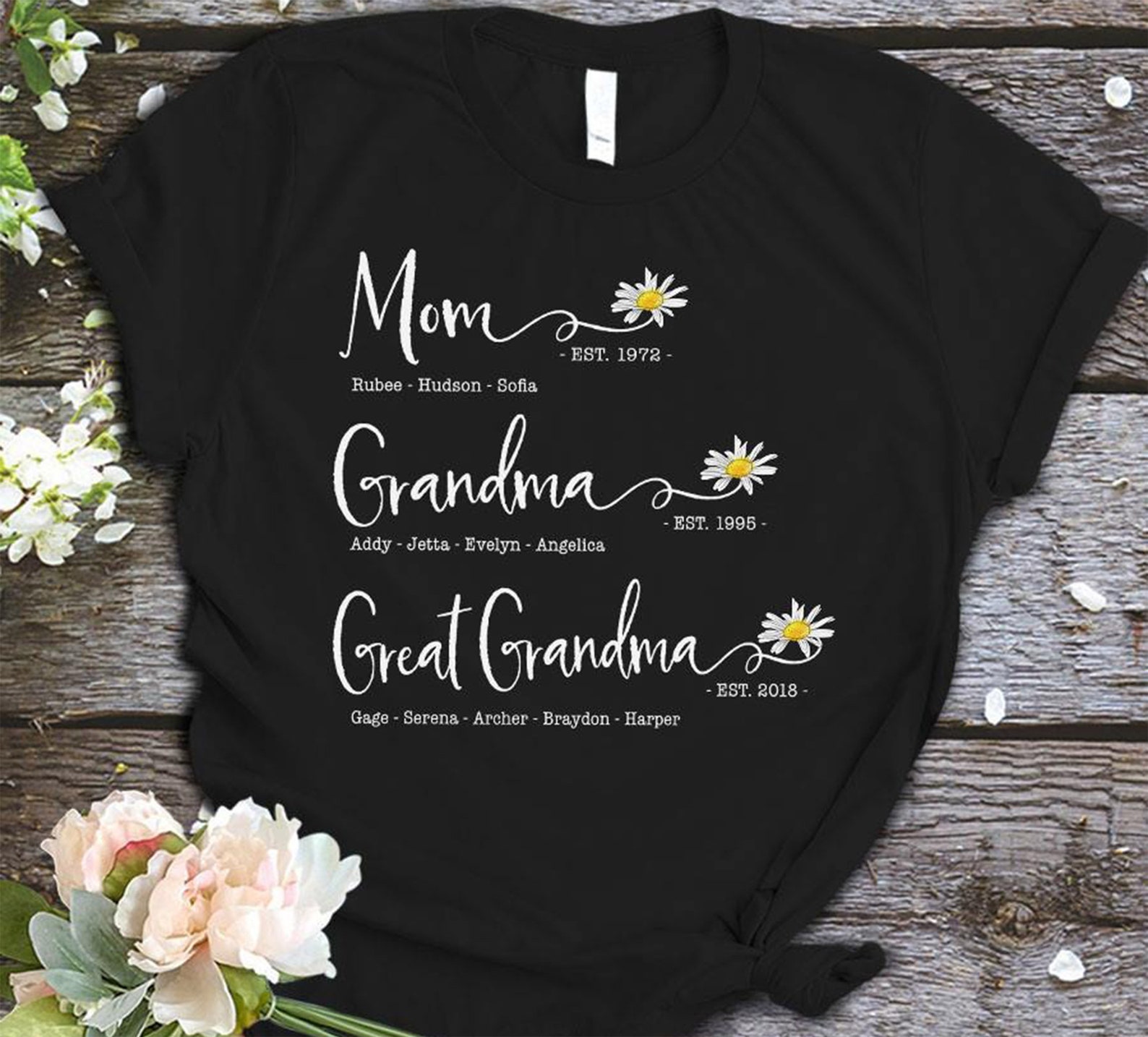 Family Mom Grandma Great Grandma Nickname Kid Names Shirt Etsy