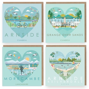 The Bay Collection. Arnside. Morecambe. Grange over Sands. Greetings card set. Morecambe Bay greetings card collection.