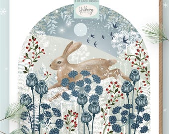 Luxury Wildlife Christmas Card Pack: Hare & Deer, Sustainable Kraft Envelopes