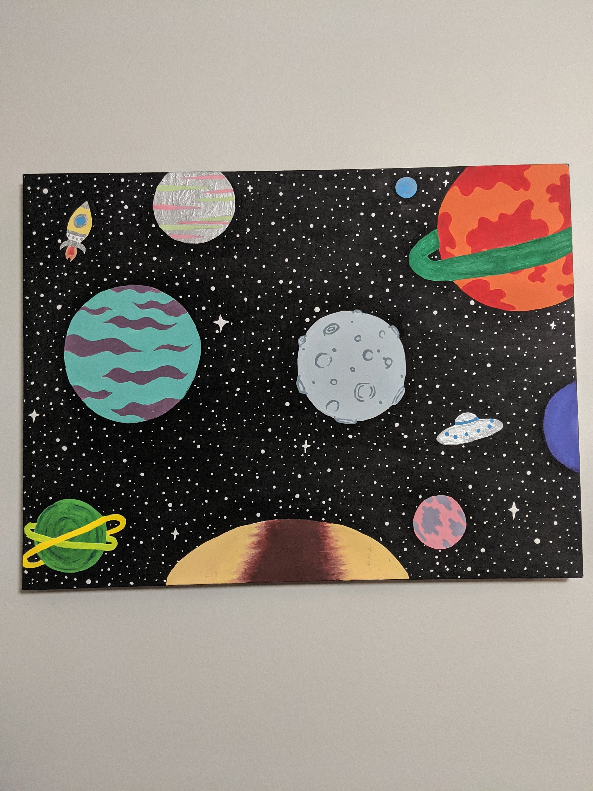 Space Canvas - 12X16 Hand Painted Acrylic on Canvas - Etsy