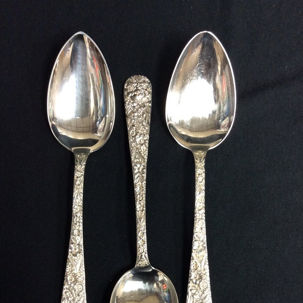 Repousse by S. Kirk & Son- 3 Solid Serving Spoons