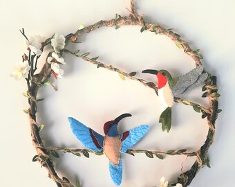 decoratieve krans met kolibries