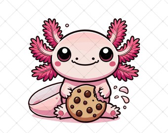 Axolotl Eating Cookies SVG, Cute Axolotl SVG For Cricut , Funny Axolotl , Mama Axolotl SVG, School Axolotl For Kids Clipart
