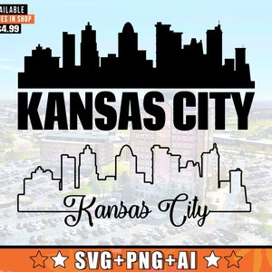 Kansas Skyline SVG With Extra Outline Design | Kansas Topeka Skyline Silhouette Svg + Png + AI Files