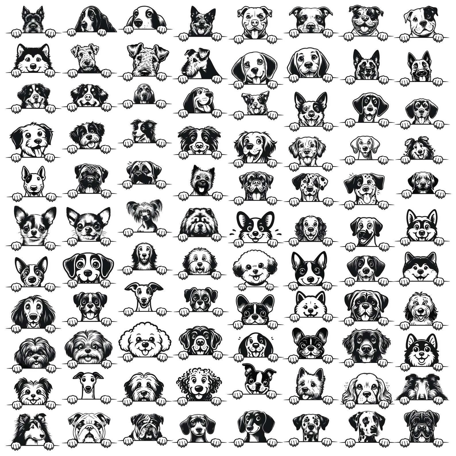 Peeking Dogs SVG Bundle | Funny Dogs Peeking Digital Files for Cricut ...