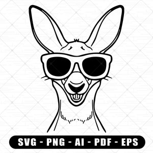 Känguru SVG, Coole Känguru SVG für Cricut, Australisches Känguru mit Brille Png, Känguru Gesicht Clipart, Digitale Datei, Camping Känguru Svg