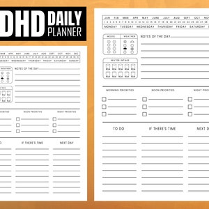 Daily ADHD Planner PDF - Easy Print In 3 Sizes | A4 - A5 - Letter 8.5x11" - With To Do List And Tasks Organizing And Scheduling Sectors PDF