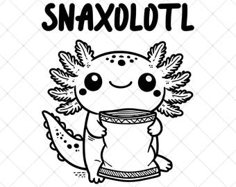 Snaxolotl SVG, Funny Snacks Axolotl SVG For Cricut , Healthy Eating Axolotl , School Axolotl For Kids Clipart, Printable Axolotl
