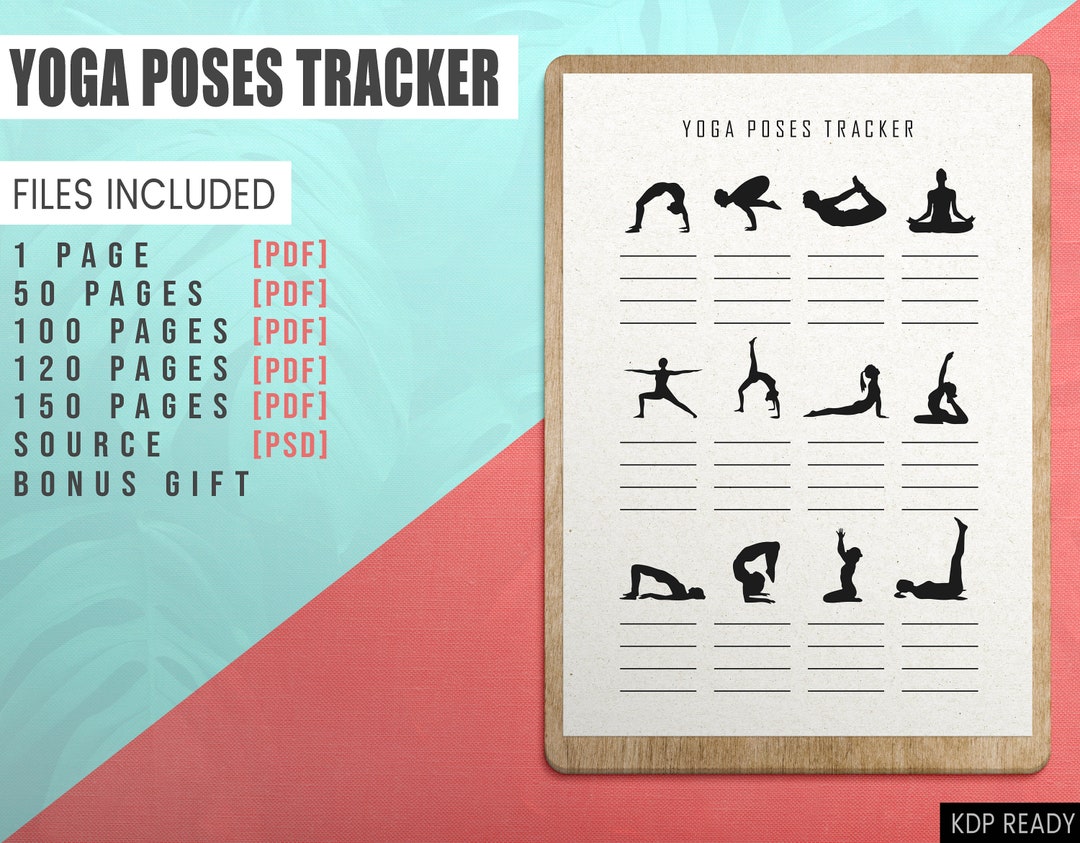 Yoga Poses Tracker PDF Easy Print 6 X 9 Template Meditation Asana ...