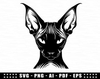 Egyptian Sphynx Cat SVG , Canadian Sphynx Cat SVG For Cricut, Egyptian Cat SVG, Cameo Silhouette, Sphynx Kitten Silhouette png easy cut