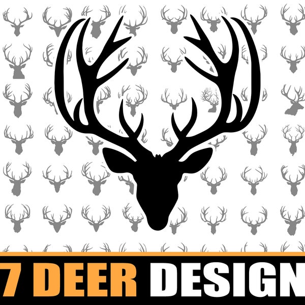 Deer Antlers SVG Bundle 97 Designs | Antelope Horns Svg Files |  Deer Skull Artworks For Cricut | Antelope Skull Clipart Svg | Camping Svg