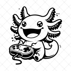 Gamesolotl SVG Clipart, Funny Gaming Axolotl SVG For Cricut , Gaming Axolotl Svg , Funny Axolotl For Kids Clipart, Printable Axolotl