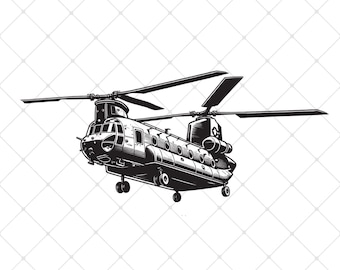 CH-47 Chinook Helicopter SVG |  Helicopter Silhouette Easy Cut File | Printable Military Helicopter Chinook Clipart Vector