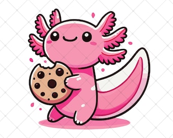 Axolotl Eating Cookie SVG, Funny Axolotl SVG For Cricut , Cute Axolotl , Baby Axolotl SVG, School Axolotl For Kids Clipart
