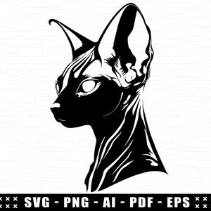 Sphynx Cat SVG , Egyptian Sphynx Cat SVG For Cricut, Canadian Cat SVG, Cameo Silhouette, Sphynx Kitten, Hairless Cat Silhouette png easy cut