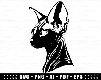 Sphynx Cat SVG , Egyptian Sphynx Cat SVG For Cricut, Canadian Cat SVG, Cameo Silhouette, Sphynx Kitten, Hairless Cat Silhouette png easy cut