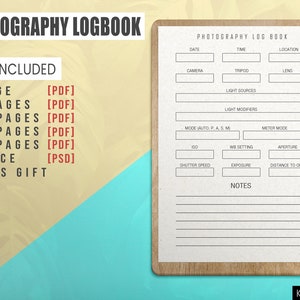 Photography Logbook PDF- Easy Print 6 x 9&quot; Template - Photographers Session Tracking Interior - Ready-to-Use Low-Content Template For KDP