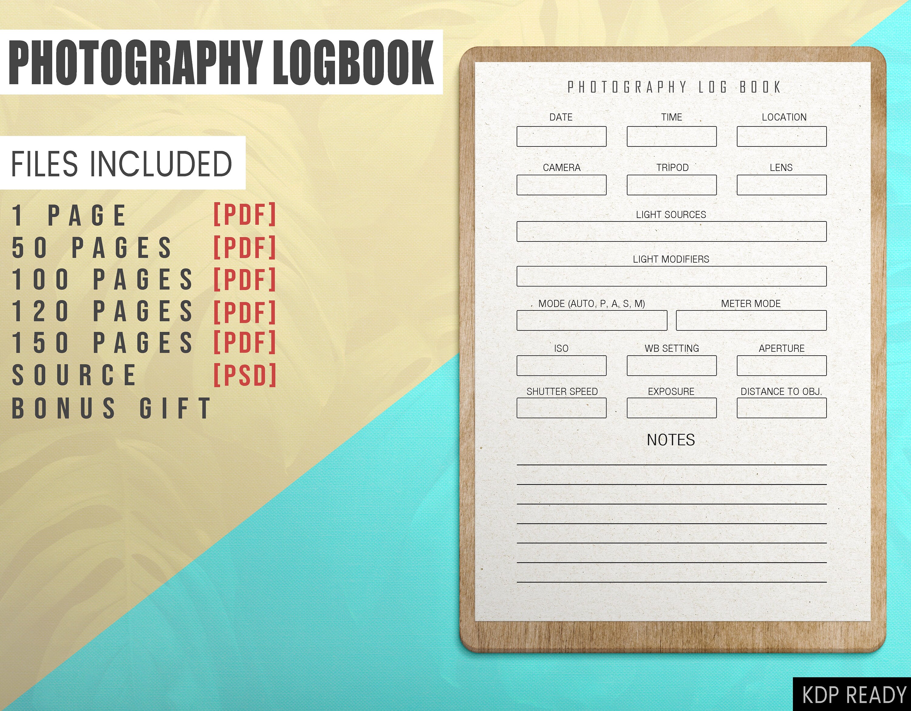 Photography Logbook PDF Easy Print 6 X 9 Template Etsy