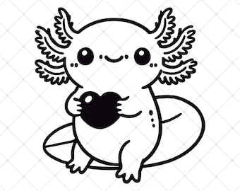 Baby Axolotl SVG, Cute Axolotl With Heart SVG For Cricut , Funny Salamander Svg, Mama Axolotl SVG, School Axolotl For Kids Clipart