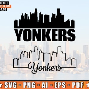 Yonkers Skyline SVG With Extra Outline Design |  Yonkers New York Skyline Silhouette SVG + Png + Ai + Eps + PDF Files