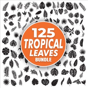 Tropical Leaves SVG Bundle, Tree Leaves SVG Artworks for Cricut, Easy Cut Leaves Tree,  Plants Leaves Sublimation  Print PNG file bundle