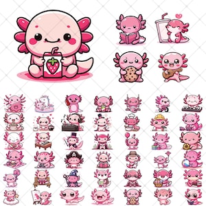 Leuke Axolotls SVG-bundel, 75 Axolotl SVG voor Cricut, mooie Axolotls Stickers, gekleurde Axolotl ClipArt, afdrukbare Axolotl-bestanden
