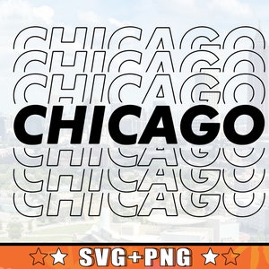 Chicago Nombre repetido Diseño SVG / Chicago Illinois Título repetitivo Svg + Png Archivos listos para Cricut y fácil impresión SVG