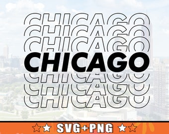 Chicago Repeated Name SVG Design | Chicago Illinois Repetitive Title Svg + Png Files Ready For Cricut And Easy Print SVG