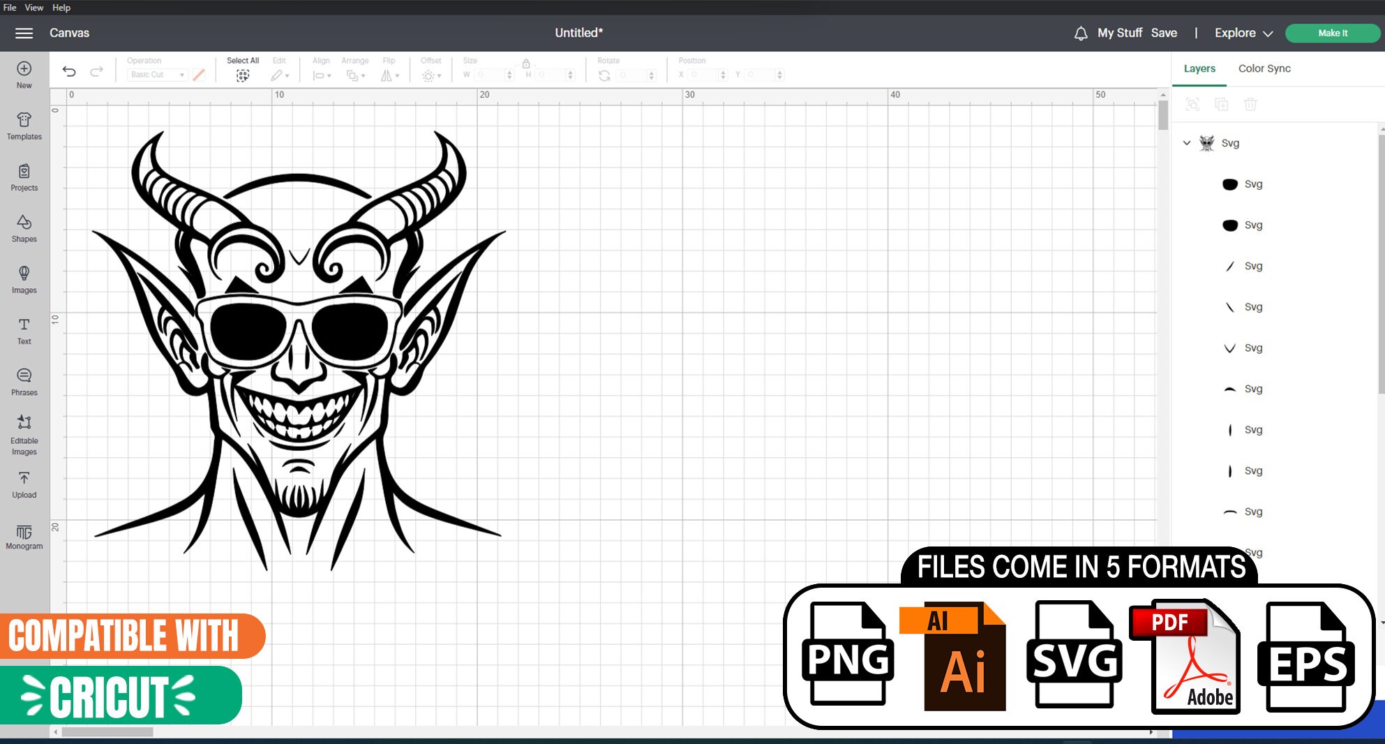 Demonic Svg Pattern Devil SVG, Tropical Demon SVG for Cricut , Chilling Devil, Cool Satan ...