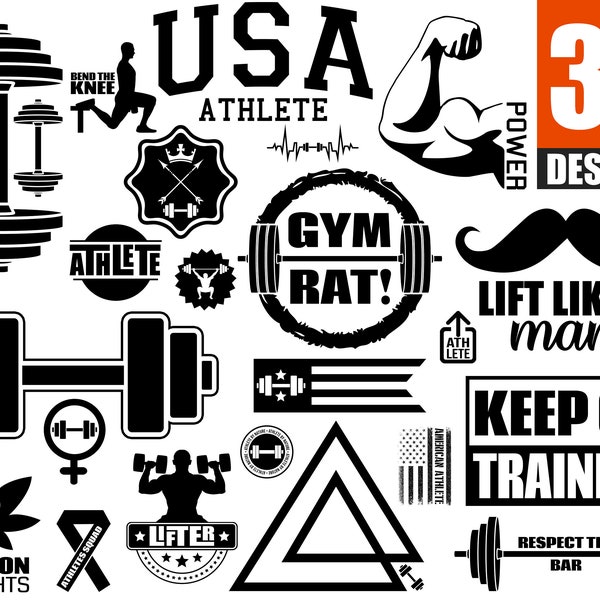 Workout SVG Bundle 32 Designs • Bodybuilding Svg • Athletes Silhouettes SVG • Lifting SVG Bundle • Gym Svg Bundle • Fitness Svg Bundle 2021