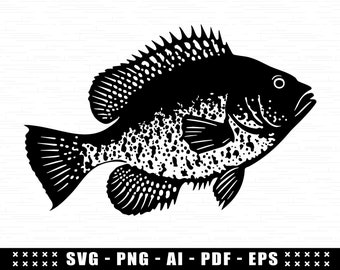 Crappie Fish SVG, Cricut Crappie SVG File, Easy Cut Fish Silhouette, Cute Crappie Fish Clipart Digital File, Fisherman SVG, Lake Camping Svg