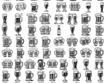 Beer SVG Bundle, 75 Beer Cheers SVG Bundle, Weekend Beer Logo Svg Bundle, Bar Clipart, Beer Mugs Png, Beer Lovers Printable Bundle