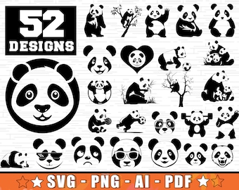 Cute baby panda layered SVG Kawaii panda cut file Cartoon panda cutting  Kids Cuttable Animal vector DXF Silhouette Cameo Cricut Vinyl Shirt