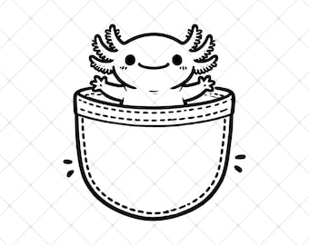 Axolotl In Pocket SVG, Cute Axolotl Pocket SVG For Cricut , Funny Axolotl , Axolotl SVG, School Axolotl For Kids Clipart, Printable Axolotl